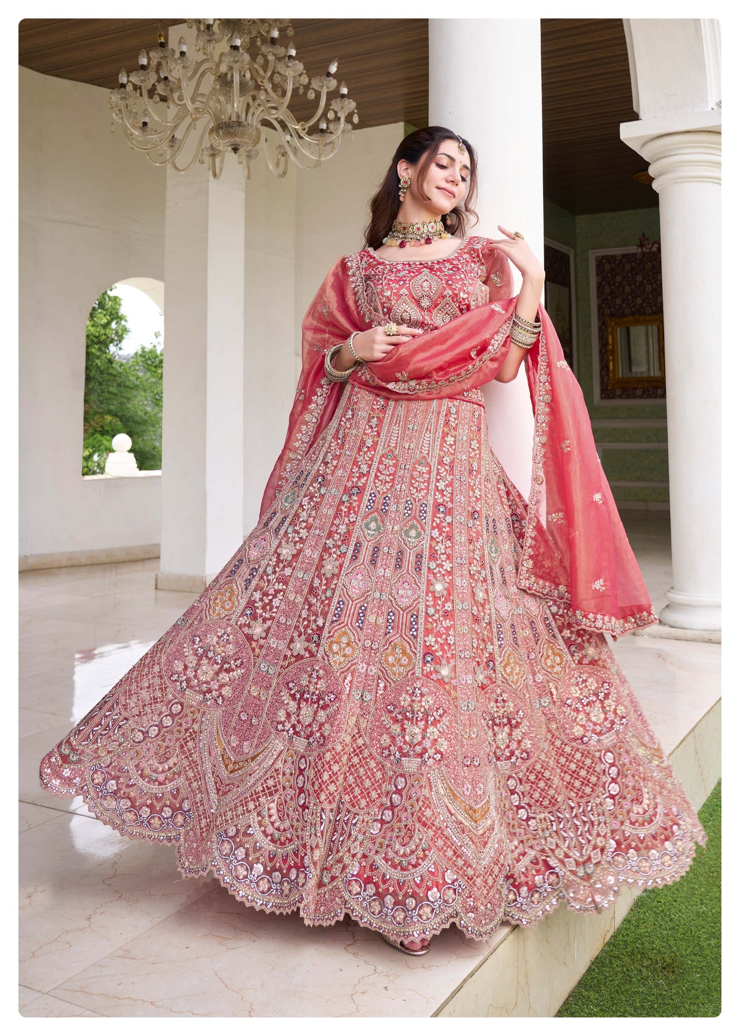 "Gulabi Swarn" Embroidered Silk Lehenga - Crafted Just for You. Minimum Delivery 20 Days