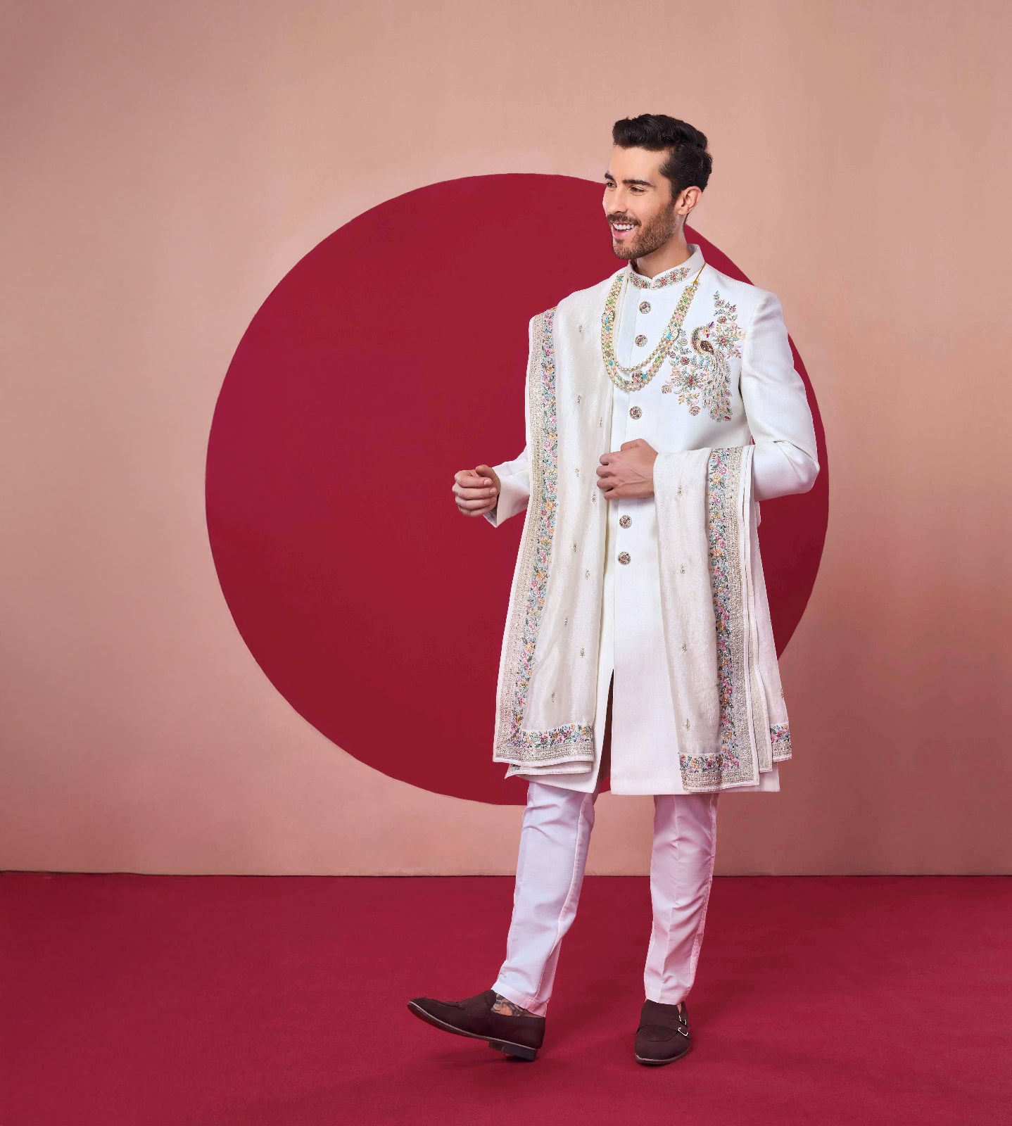 Royal White Embroidered Sherwani – Crafted Just for You. Minimum Delivery: 20 Days