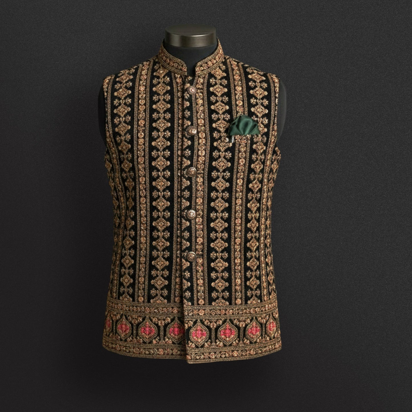 Luxury Black Velvet Nehru Jacket – Regal Wedding Wear