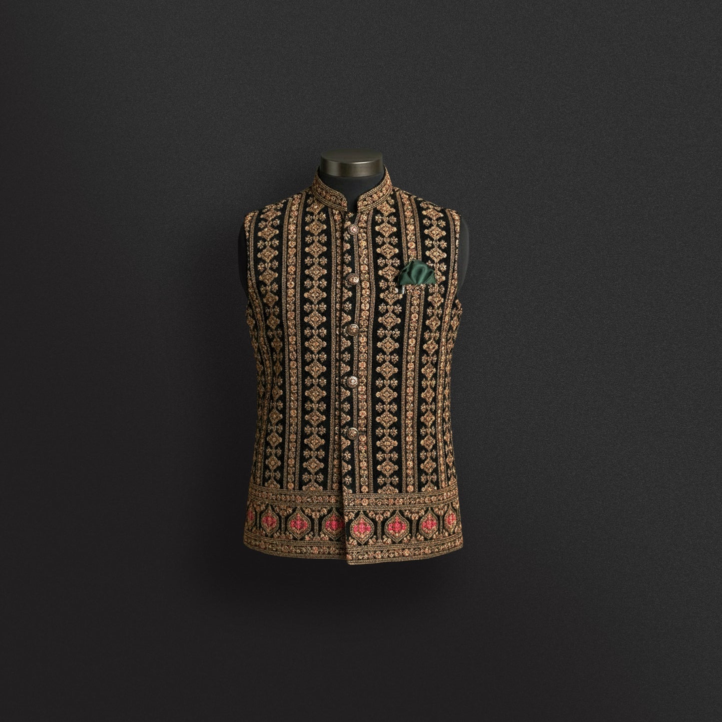 Luxury Black Velvet Nehru Jacket – Regal Wedding Wear