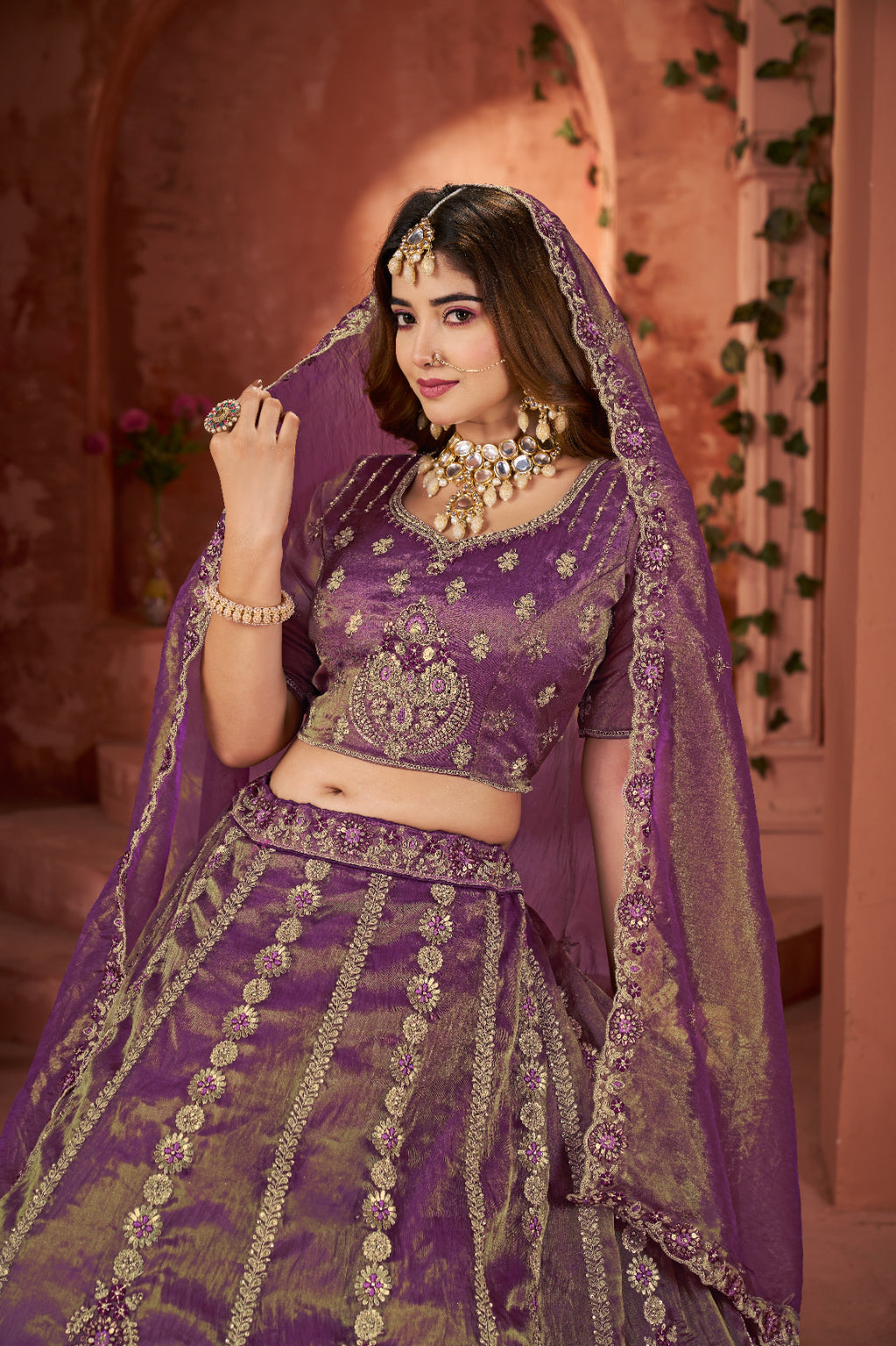 Purple Net Bridal Lehenga with Sequins & Zarkan Embroidery - Crafted Just for You. Minimum Delivery 20 Days