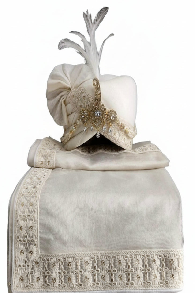 Elegant Traditional Turban with Shawl for Men – Perfect for Weddings & Festive Wear
