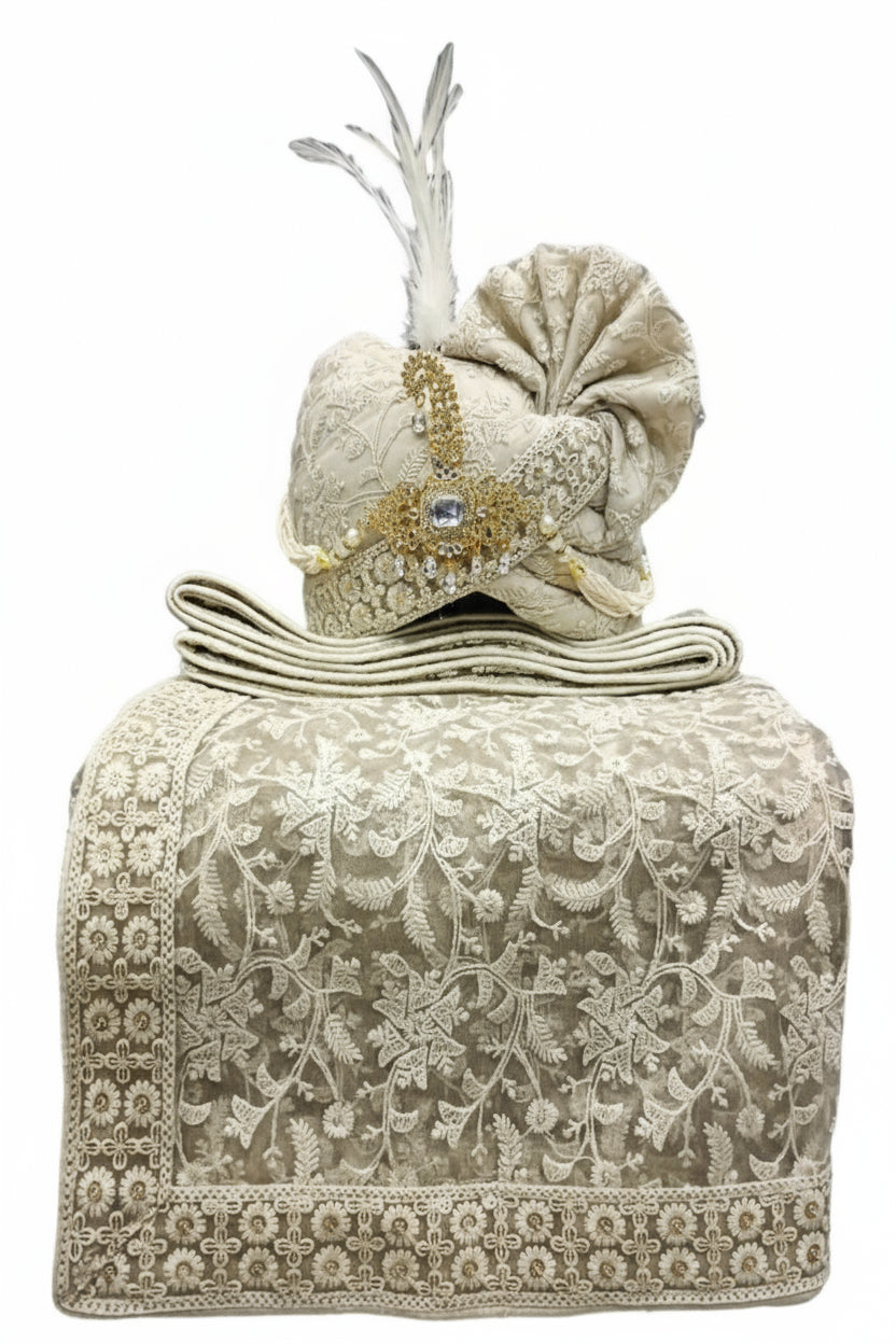 Elegant Traditional Turban with Shawl for Men – Perfect for Weddings & Festive Wear