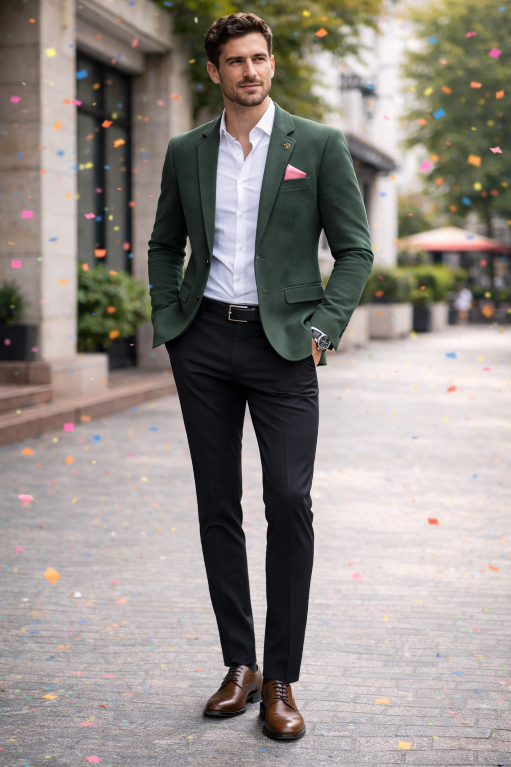 Men’s Dark Green Suede Party Blazer