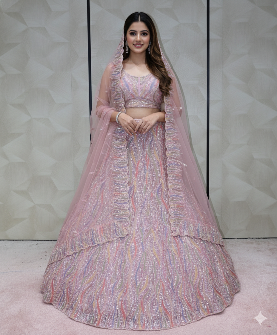 "Rosette" Sequined Dream Lehenga - Crafted Just for You. Minimum Delivery 20 Days