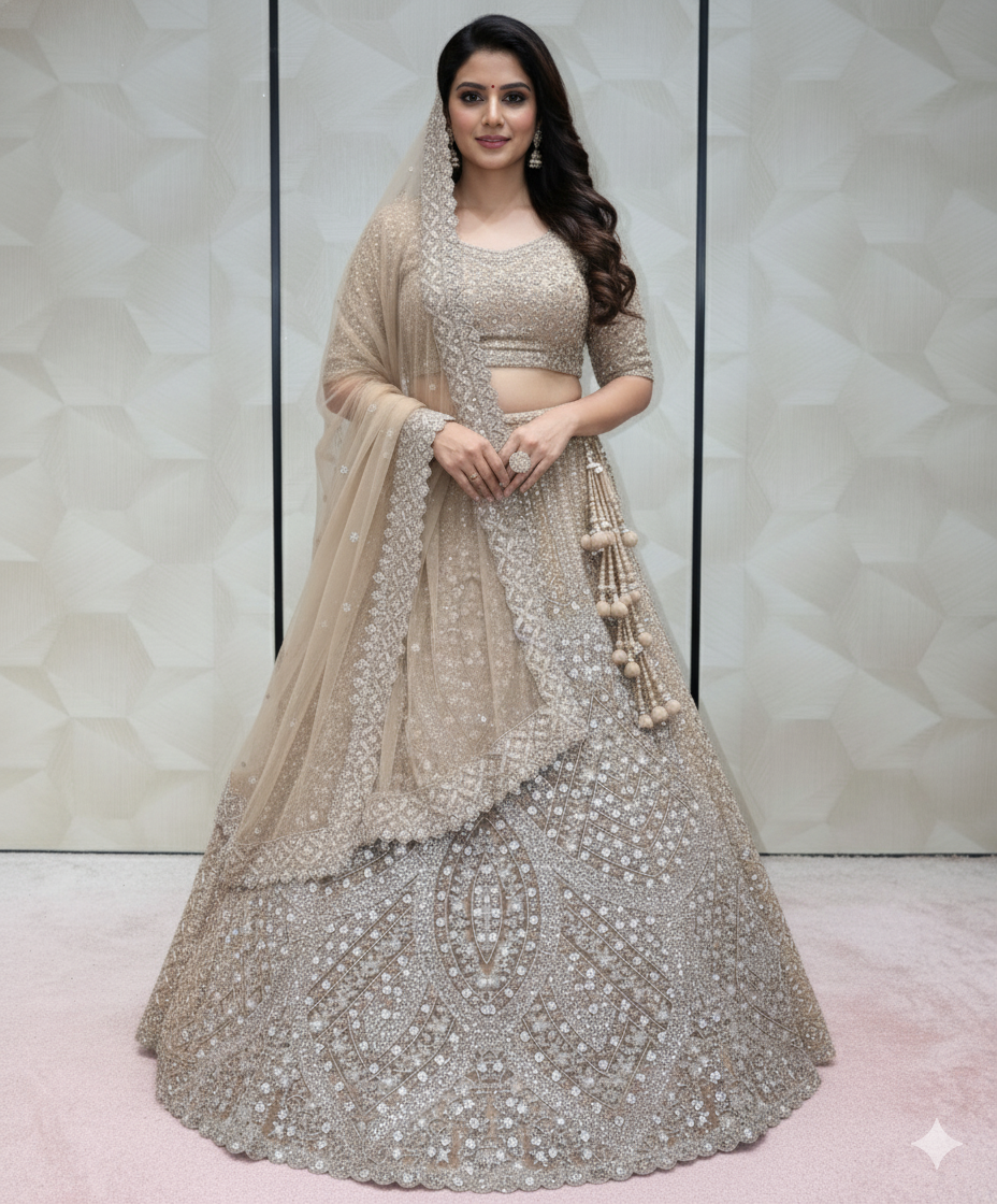 Bridal Embroidered Lehenga - Crafted Just for You. Minimum Delivery: 20 Days
