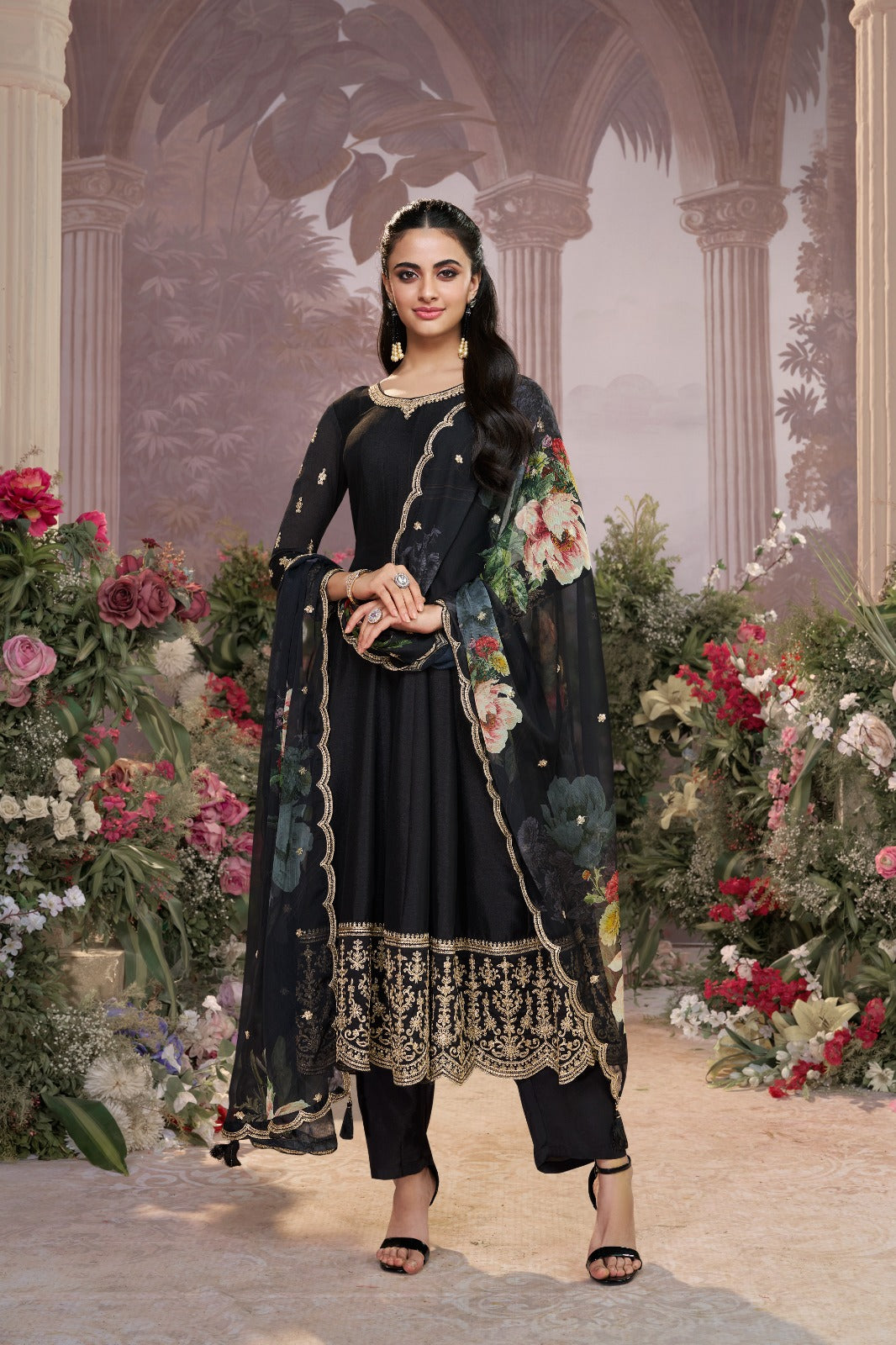 Elegant Embroidered Anarkali Suit Set
