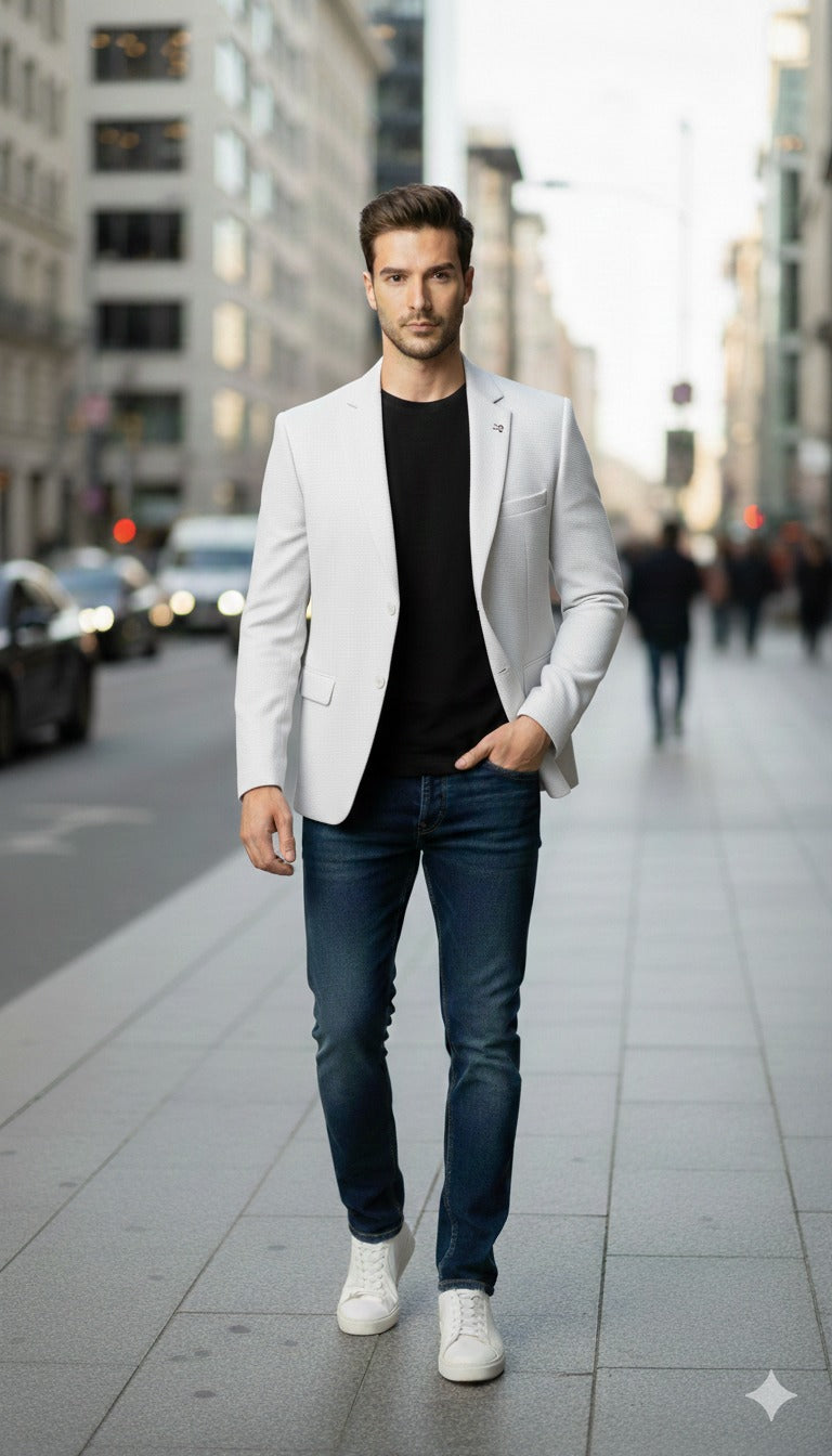 Lvory White Designer Luxury Men’s Blazer