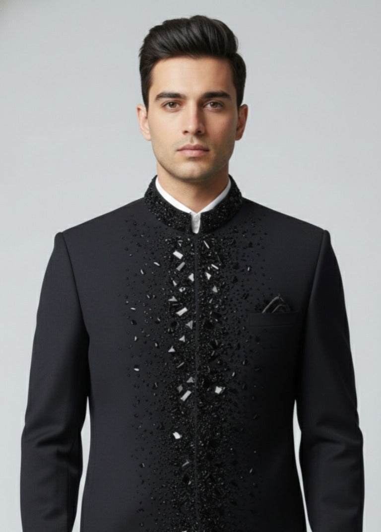 Elegant Black Jodhpuri Suit -Crafted Just for You.