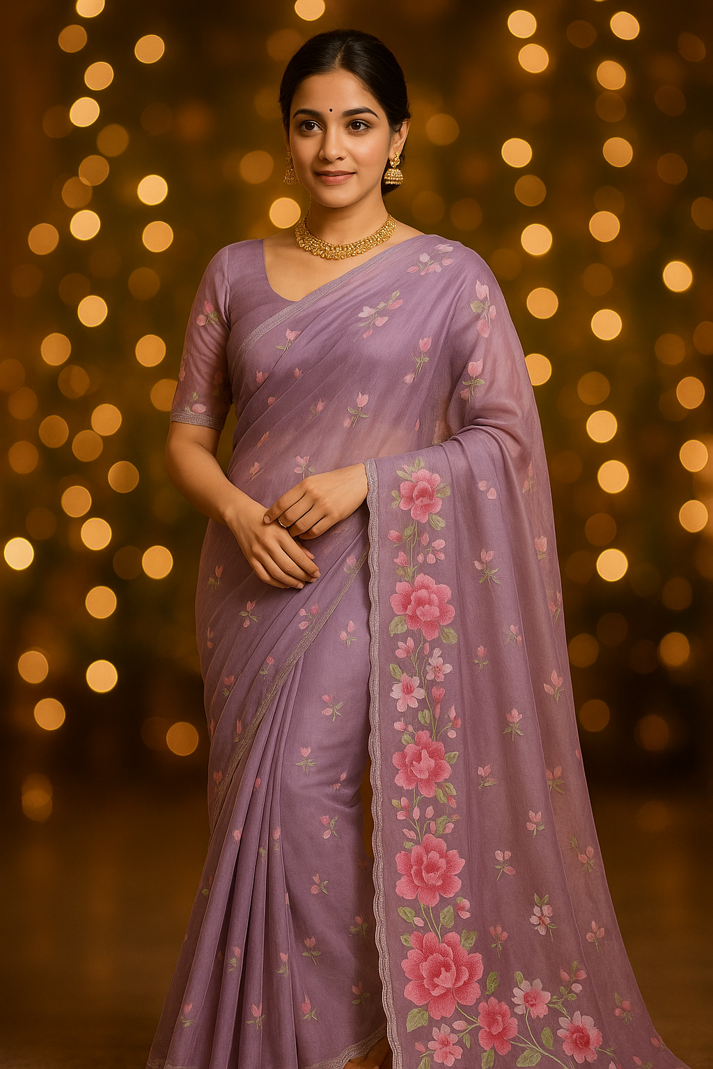 Organza Saree Delicate Floral Embroiderys