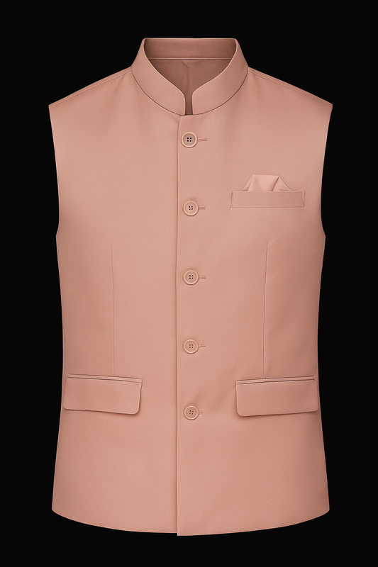 Classic Peach Solid Nehru Jacket