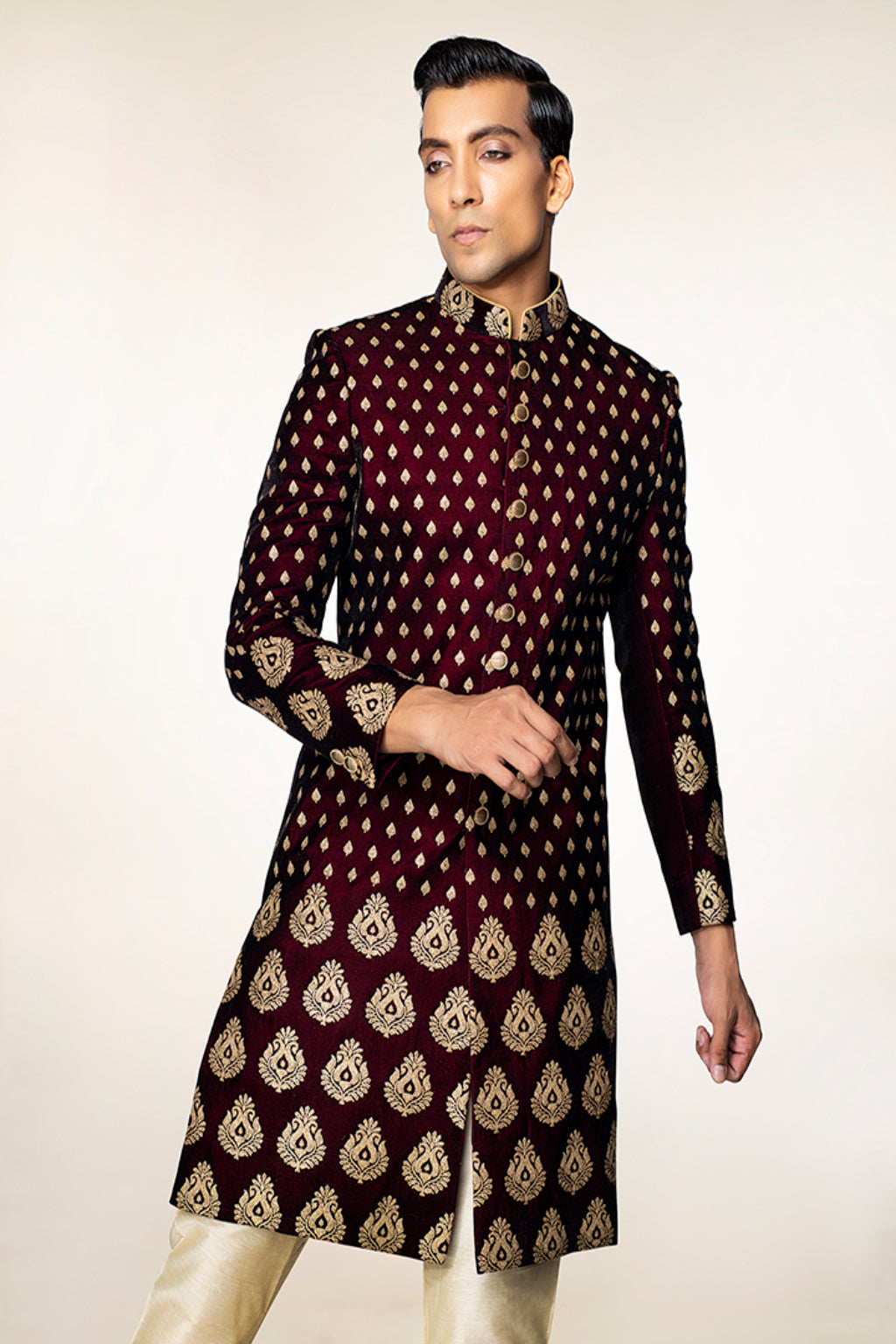Regal Maroon Sherwani - Crafted Just for You. Minimum Delivery: 20 Days