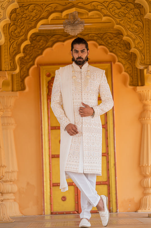 Royal Ivory Sherwani - Crafted Just for You. Minimum Delivery: 20 Days