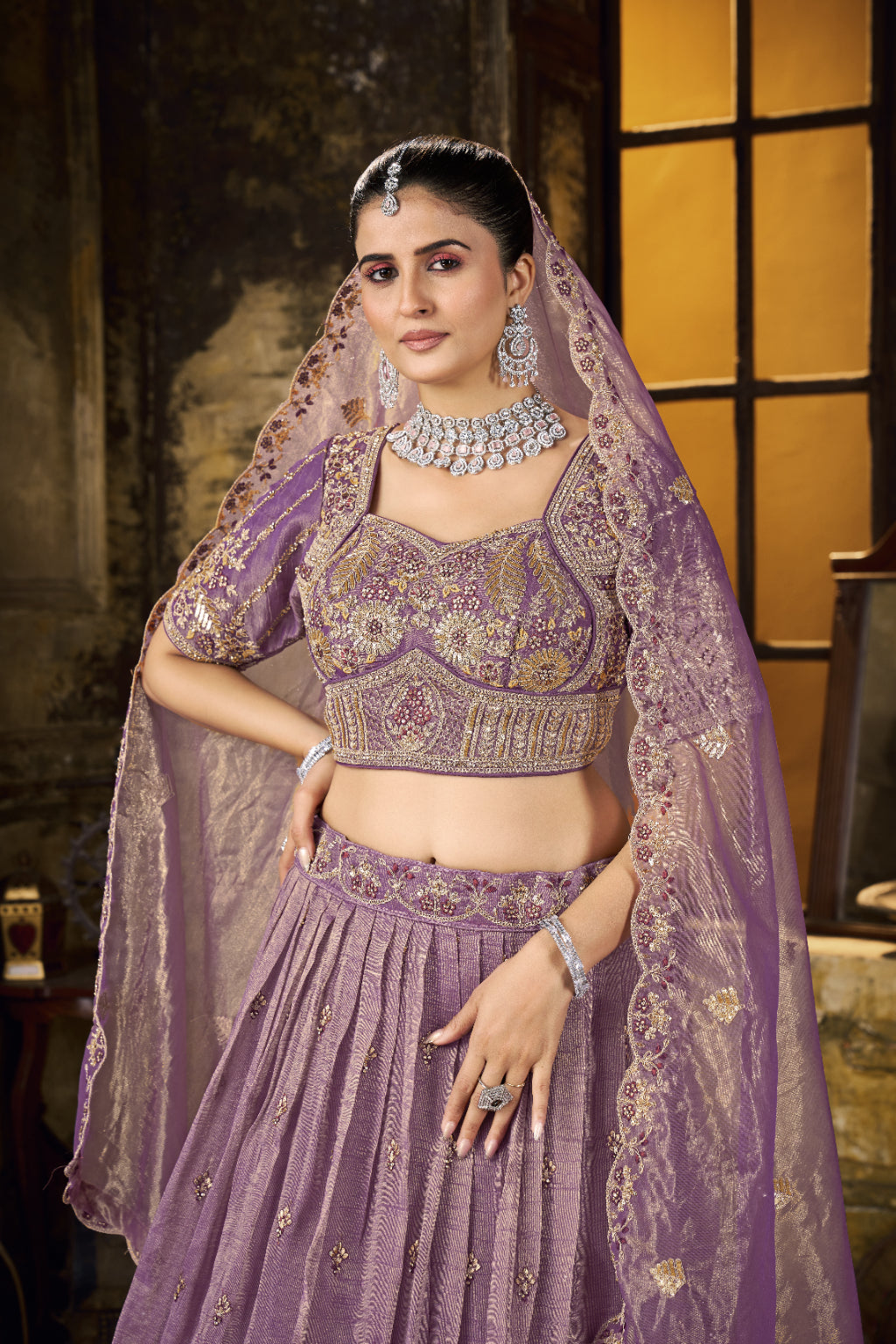 Lavender Embroidered Bridal Lehenga Set - Crafted Just for You. Minimum Delivery: 20 Days