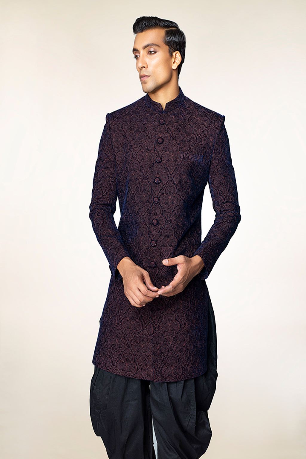 Navy Textured Jodhpuri Suit - Crafted Just for You. Minimum Delivery: 20 Days