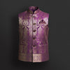 Royal Purple Brocade Nehru Jacket – Golden Zari Elegance