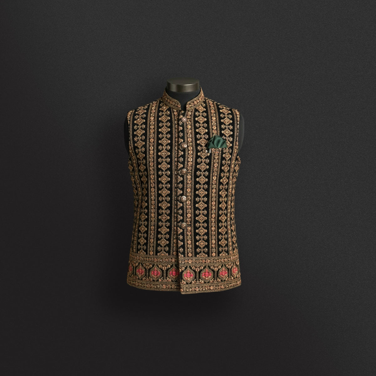 Luxury Black Velvet Nehru Jacket – Regal Wedding Wear