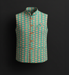 Sea Green Elephant Print Nehru Jacket – Heritage Edition