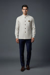 Ivory Textured Nehru Jacket with Matching Shirt