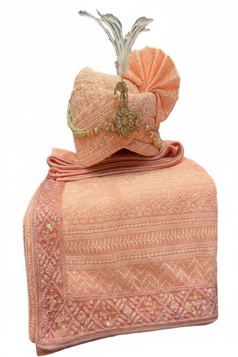 Elegant Traditional Turban with Shawl for Men – Perfect for Weddings & Festive Wear