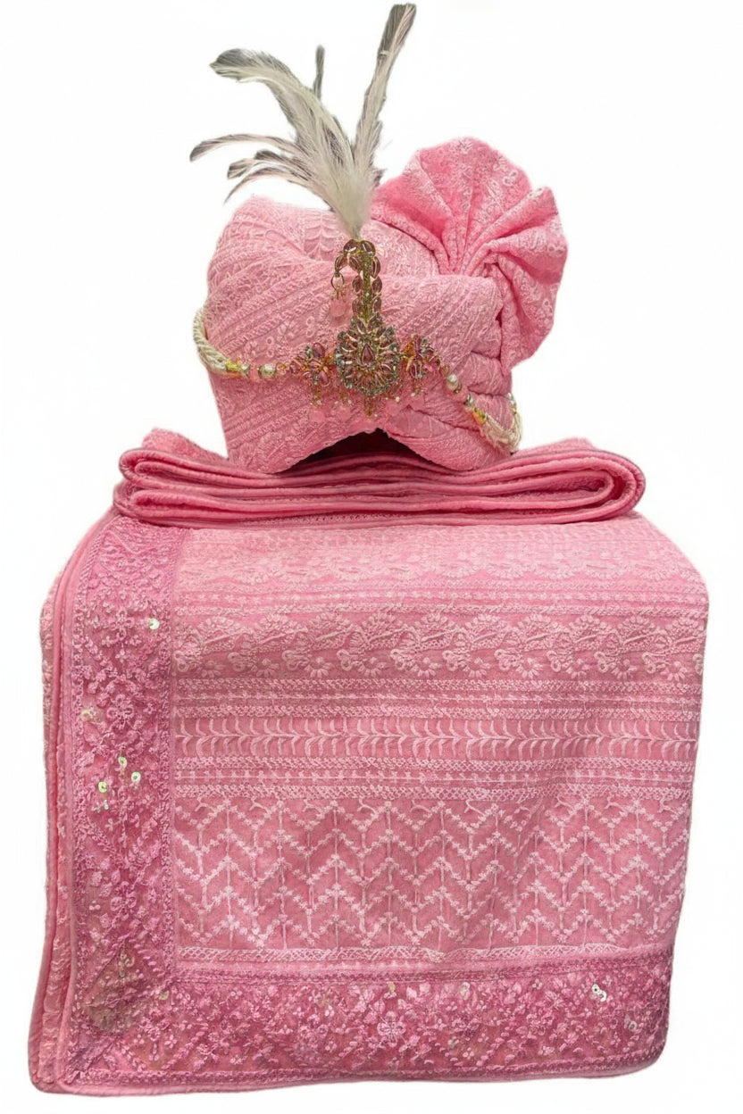 Elegant Traditional Turban with Shawl for Men – Perfect for Weddings & Festive Wear