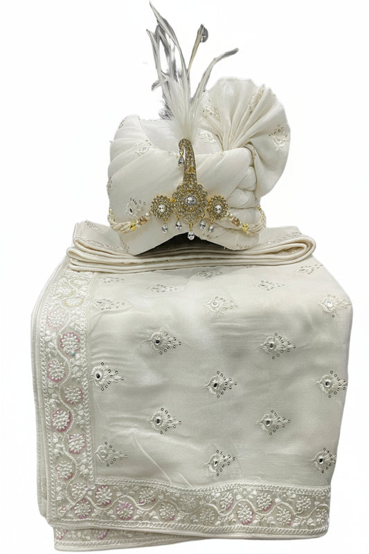 Elegant Traditional Turban with Shawl for Men – Perfect for Weddings & Festive Wear