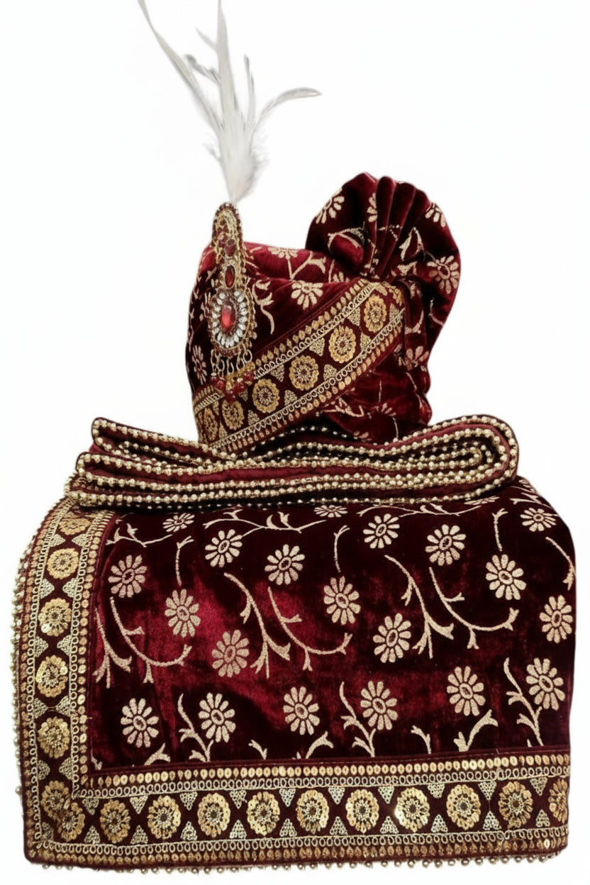 Elegant Traditional Turban with Shawl for Men – Perfect for Weddings & Festive Wear