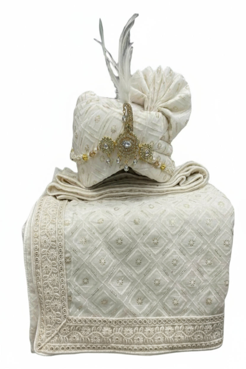 Elegant Traditional Turban with Shawl for Men – Perfect for Weddings & Festive Wear