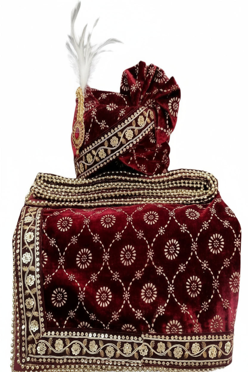 Elegant Traditional Turban with Shawl for Men – Perfect for Weddings & Festive Wear