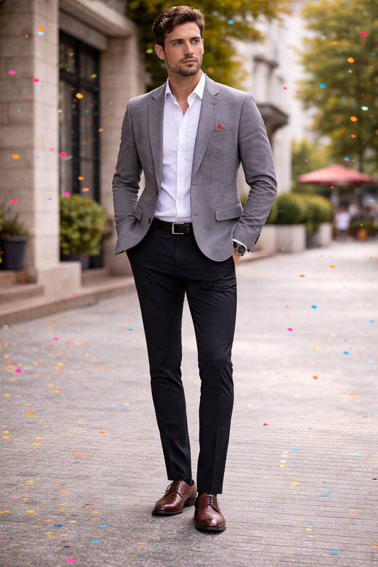 Men’s Charcoal Grey Suede Party Blazer