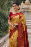 Women’s Mustard Golden & Maroon Silk Blend DYED M/C WORK Saree