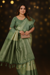 Pestal green silk saree