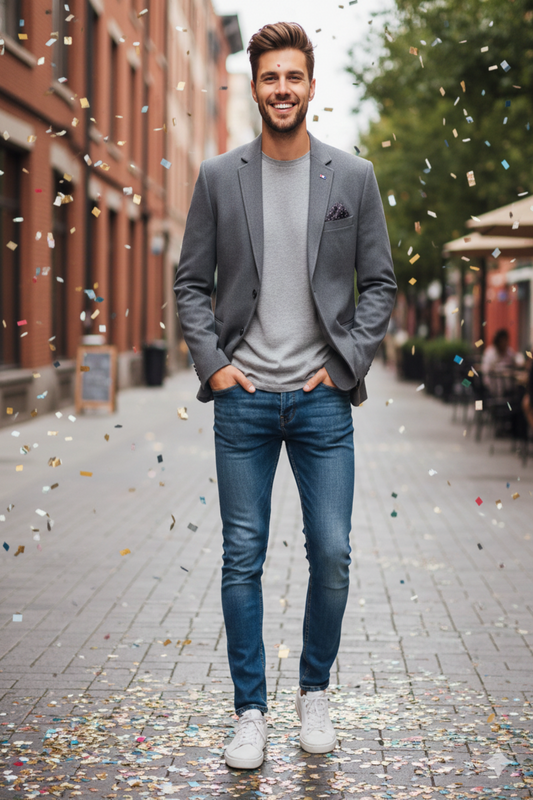 Party Wear Elegant Charcoal Grey Matty Fabric Blazer – Premium Modern Fit