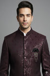 Stitched Designer Suit With Unstitched Pant Fabric – Wine Purple