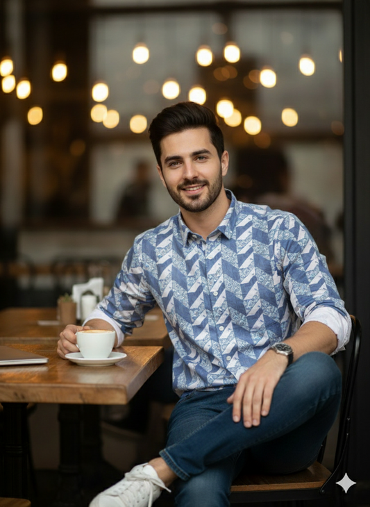 Modern Geometric Print Shirt
