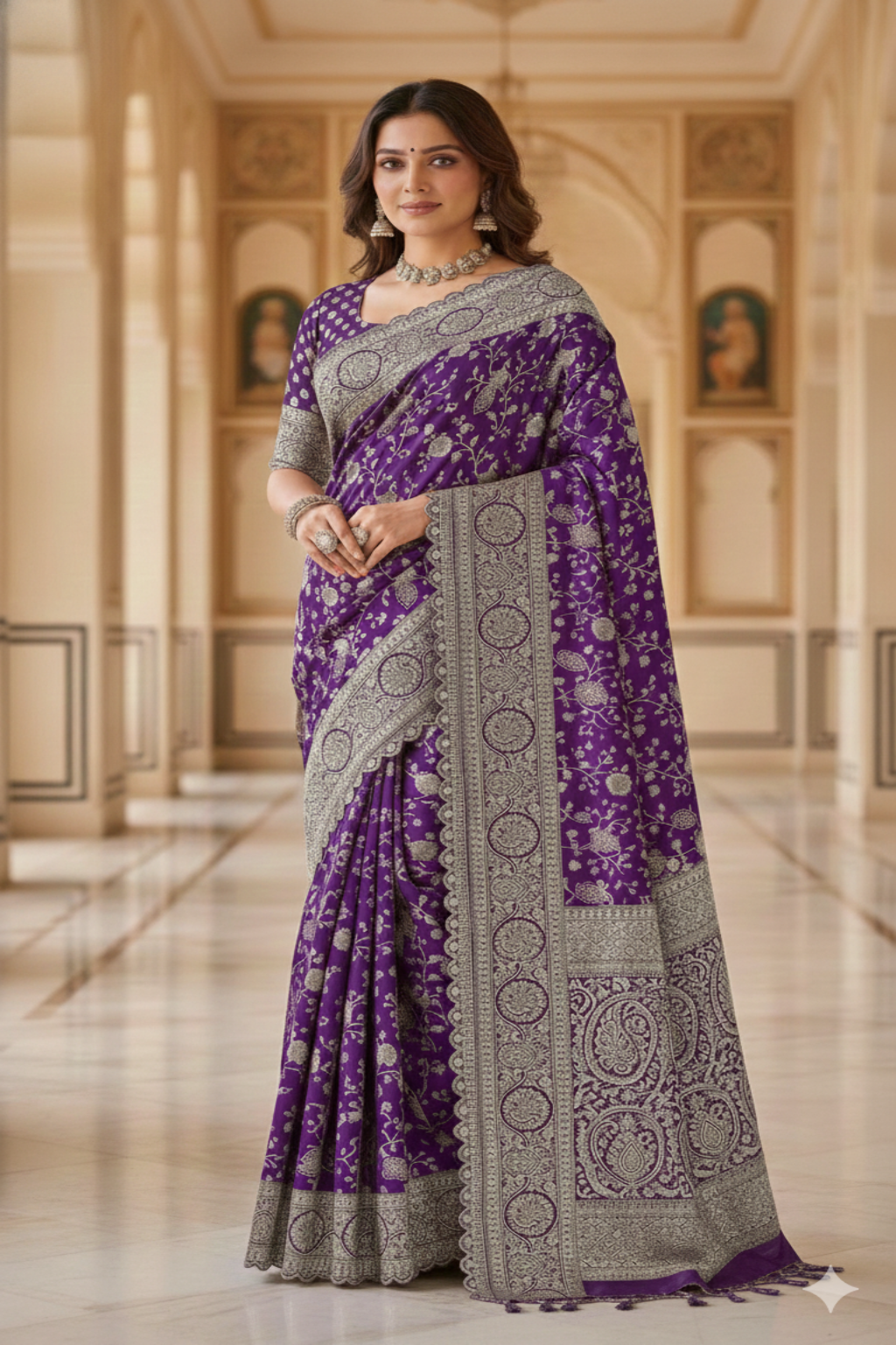 Elegant  Silk Saree with Traditional Woven Motifs
