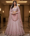 Soft Baby Pink Monochromatic Embroidered Lehenga - Crafted Just for You. Minimum Delivery 20 Days