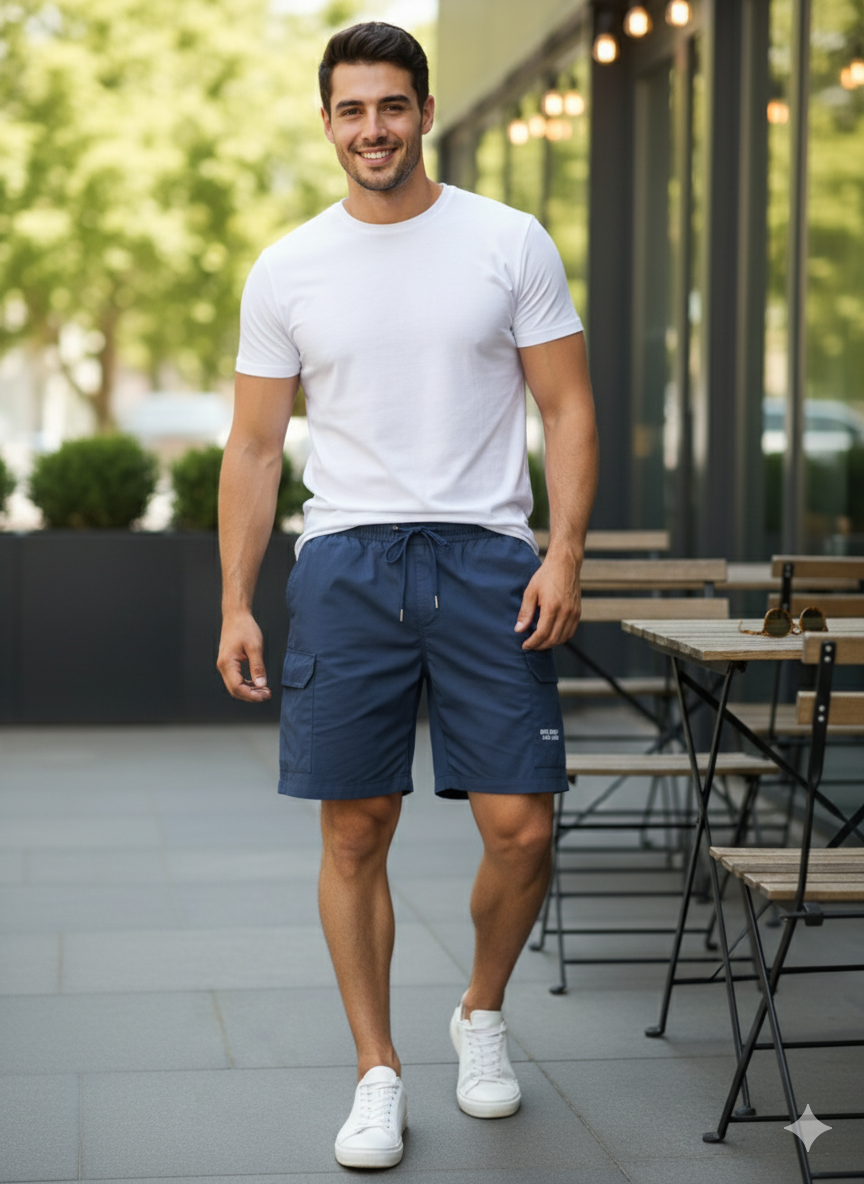 Men's Stylish Navy Cargo Shorts
