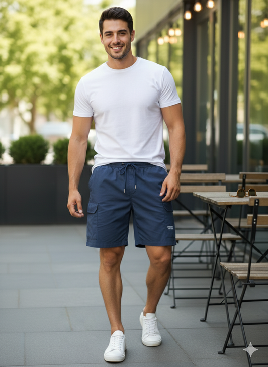 Men's Stylish Navy Cargo Shorts