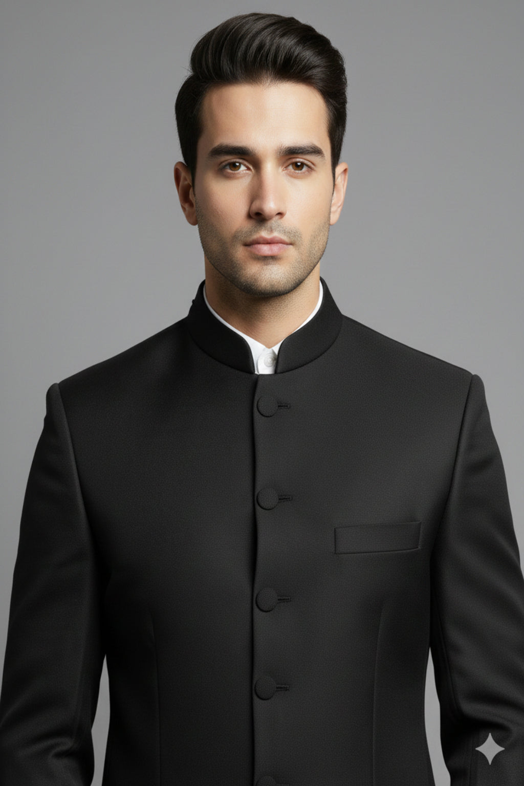 Stitched Designer Suit With Unstitched Pant Fabric – Jet Black