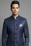 Stitched Designer Suit With Unstitched Pant Fabric – Midnight Blue