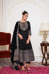 Black Embroidered Velvet Anarkali Suit Set