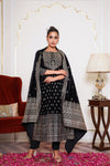 Black Embroidered Velvet Anarkali Suit Set