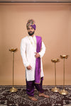 Elegant White & Purple Groom Sherwani Set