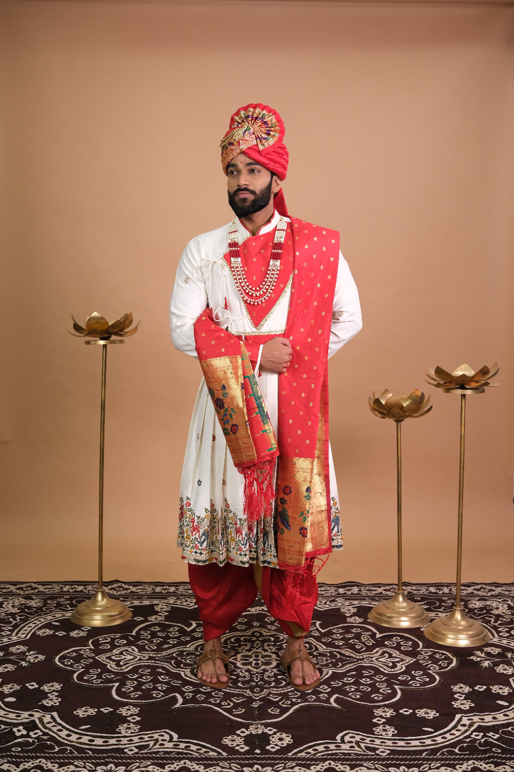 Exclusive Traditional Sherwani With Stole & Bottom
