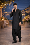 Men’s Black Solid Ethnic Pathani