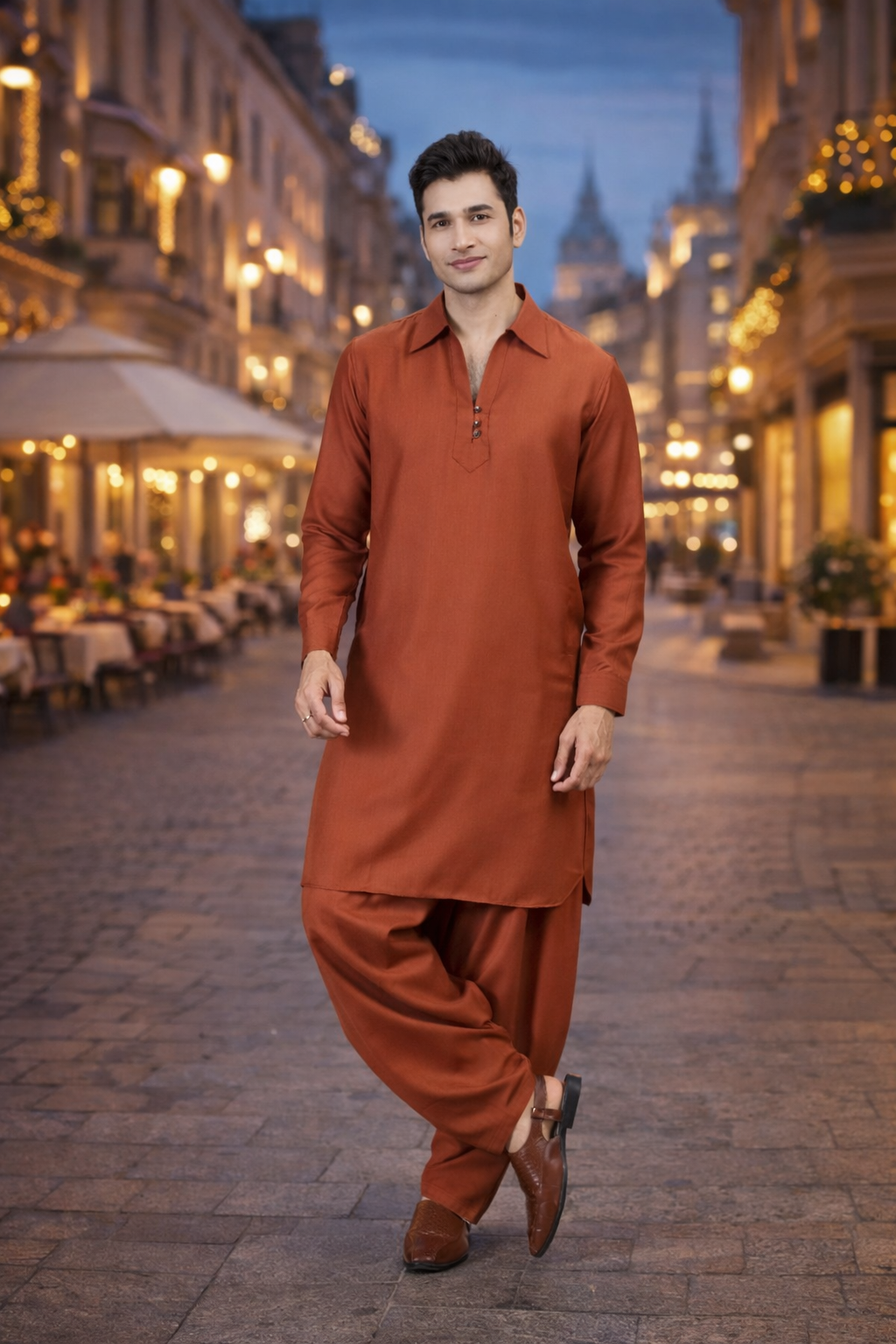 Men’s Brown Solid Ethnic Pathani