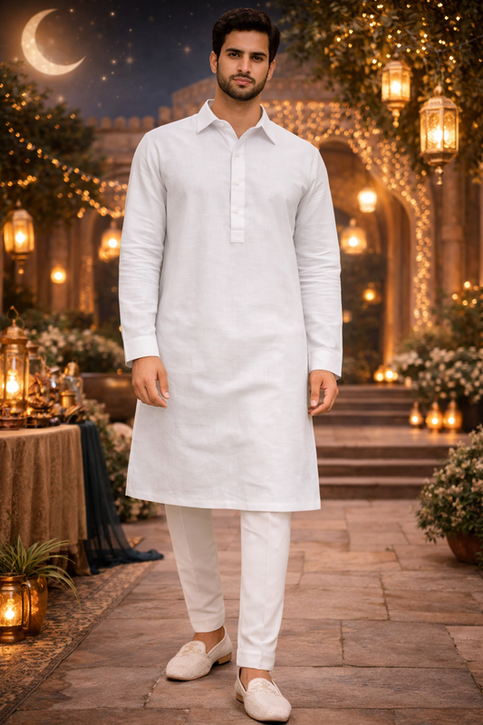 Men’s White Solid Only Namazi Kurta.