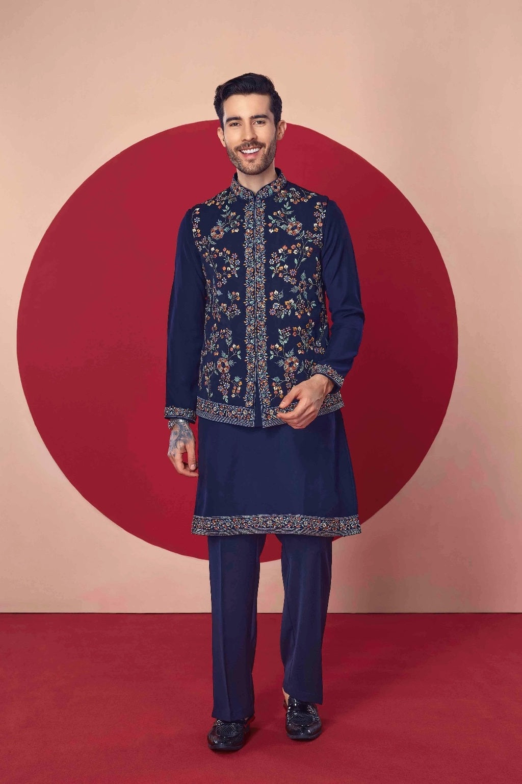 Black Hand Painted Jacket Kurta - Crafted Just for You. Minimum Delivery: 20 Days