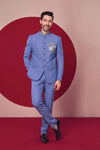 Sky Blue Embroidered Jodhpuri Suit- Crafted Just for You. Minimum Delivery: 20 Days